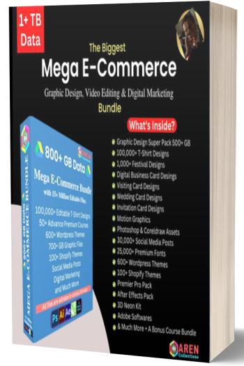 the biggest Mega e-commerce graphic design video editing and digital marketing bundle